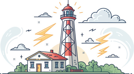 Bold Lightning Rod Icon Design on Transparent Background