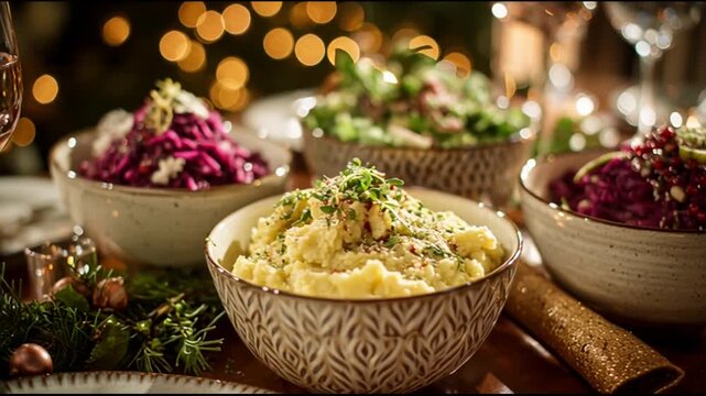 Garlic Mashed Cauliflower With Festive Table