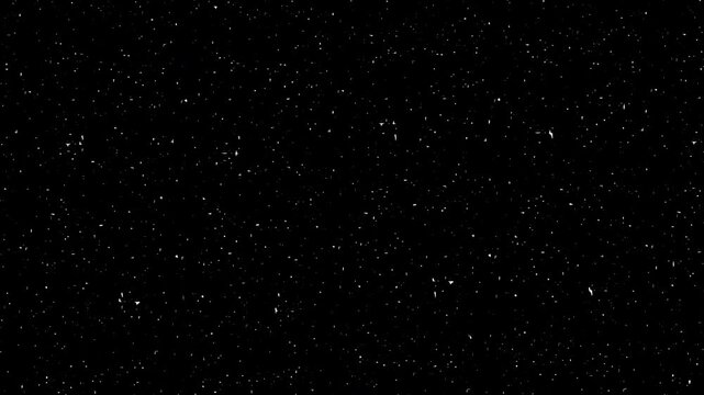 Abstract White Particles Floating on Black Background, Dust and Debris in Motion.