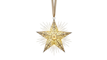 Illuminated Ornate Star Ornament with Radiant Rays on Black illuminated star ornate design