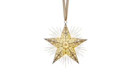 Illuminated Ornate Star Ornament with Radiant Rays on Black illuminated star ornate design