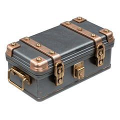 Metal Storage Box With Brass Clasps and Handle for Organization