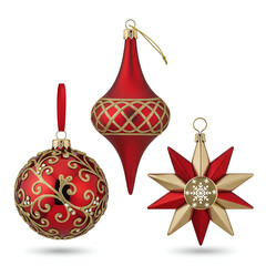 Red and Gold Christmas Ornaments Set &ndash; Holiday Tree Decorations