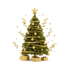 Decorated Christmas Tree with Golden Garland &ndash; Holiday Decor