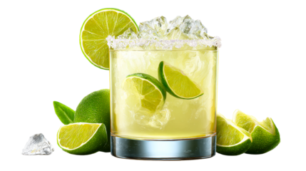 Refreshing alcoholic cocktail with fresh limes, ice, and salt rim, perfect for summer parties and vibrant celebrations.