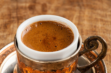 Traditional Turkish Coffee in Copper Holder