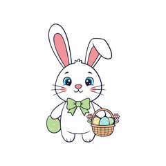 vector illustration of a rabbit carrying Easter eggs