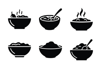 set of food chili bowl silhouette icon vector illustration isolated on white background