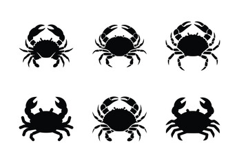set of food crab silhouette icon vector illustration isolated on white background © SailoBala