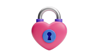 Heart-Shaped Padlock Isolated on White Background