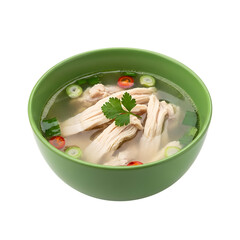 Homemade chicken soup isolated on transparent background
