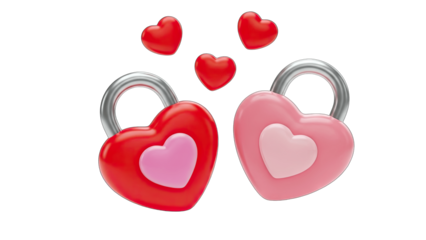 Heart-shaped Padlocks and Hearts: Symbol of Love and Romance