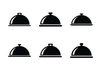set of food food cover dome silhouette icon vector illustration isolated on white background © SailoBala