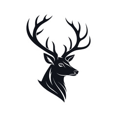 Naklejka premium reindeer antlers attached silhouette logo vector line art logo design