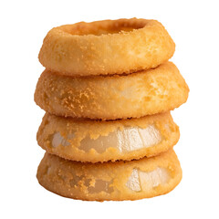 Crispy onion rings isolated on transparent background