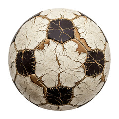 Worn soccer ball isolated on transparent background