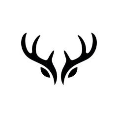 reindeer antlers attached silhouette logo vector line art logo design