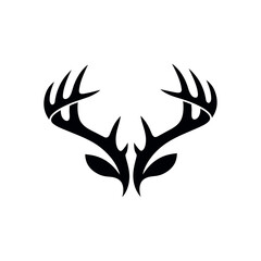 reindeer antlers attached silhouette logo vector line art logo design