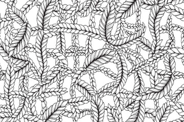 Seamless Interlaced Rope Knot Pattern in Black and White