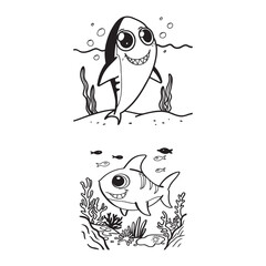 vector illustration of a cartoon Shark