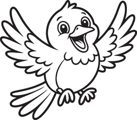 Fototapeta premium cartoon bird flying with open beak