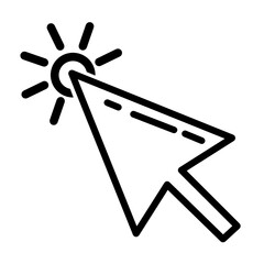 Doodle Style Click Cursor Icon. Hand-drawn selection pointer with starburst effect.