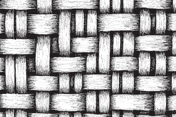 Abstract Black and White Woven Brush Pattern Background