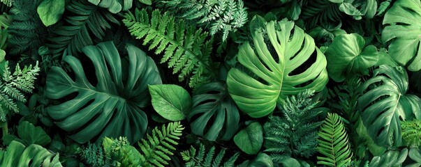 Lush green tropical leaves