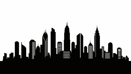 Modern city skyline silhouette at dusk, representing urban growth and development