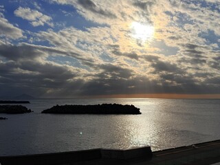 Motomachi Port and Coastal Townscape on Izu Oshima Island, Tokyo, Japan