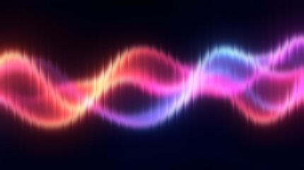 Abstract Multicolor Neon Light Wave with Smooth Gradient Glow on Dark Background