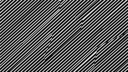Dynamic abstract black and white diagonal lines create a striking optical illusion.