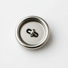 close up of a metal button