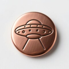 metal ufo button on white