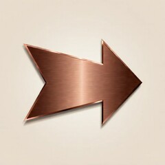 3d render of a brown arrow sign on a wooden background
