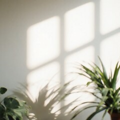 plants in a window and shadow