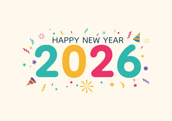 2026 New Year Celebration Flat Design.