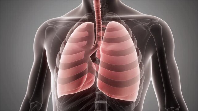 Detailed Medical Animation of the Human Respiratory System with Lungs and Airways