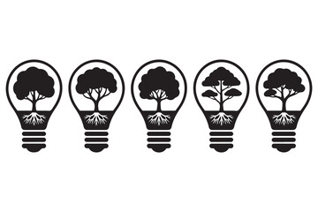 Eco idea light bulb with tree silhouette illustration
