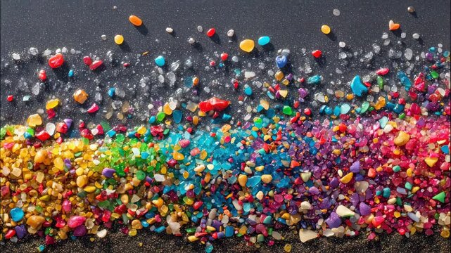 microplastics an the beach environmental pollution concept animation