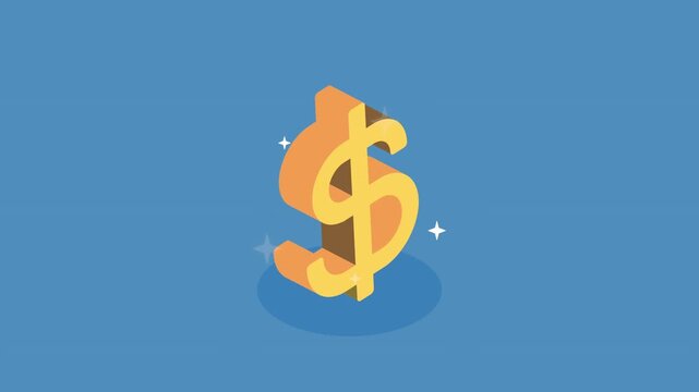 Animated Dollar Sign Logo with Sparkles and Shadows for Financial Theme.