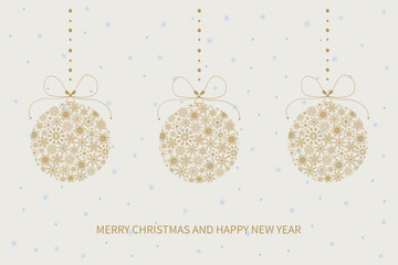  Vector illustration of elegantly designed gold Christmas ornaments with intricate snowflake patterns. Perfect for festive greeting cards, holiday decorations, and seasonal projects.