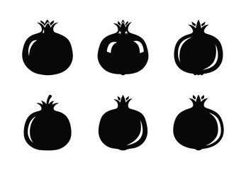 set of food pomegranate silhouette icon vector illustration isolated on white background