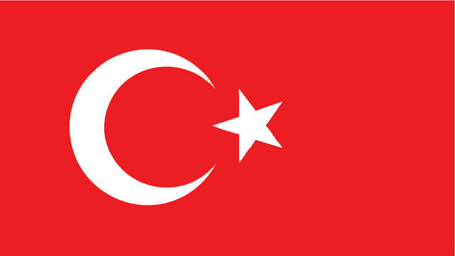Turkey National Flag with Crescent and Star on Red Background