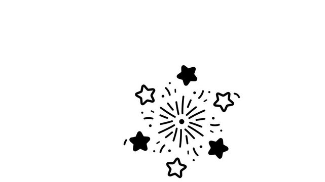 Bright hand drawn fireworks animated icon for festivals and birthday parties.