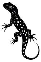 Fototapeta premium Lizard silhouette with spots black and white vector