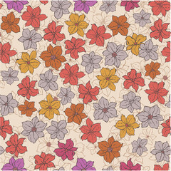 Seamless Colorful Floral Hand Drawn Pattern Background