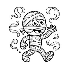 Happy mummy character running freely
