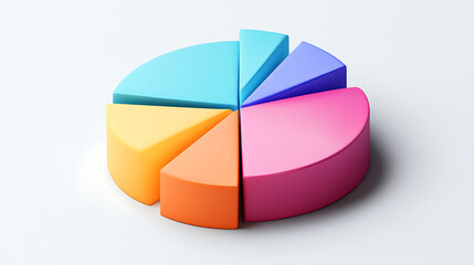 Obraz premium 2D Isometric Icon of a Pie Chart with Business Data