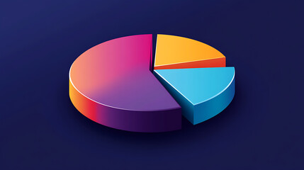 Obraz premium 2D Isometric Icon of a Pie Chart with Business Data
